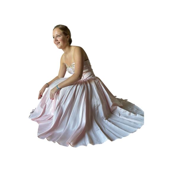 Vintage Zum Zum Pink Strapless sequin beaded Prom Dress size small - Picture 12 of 17